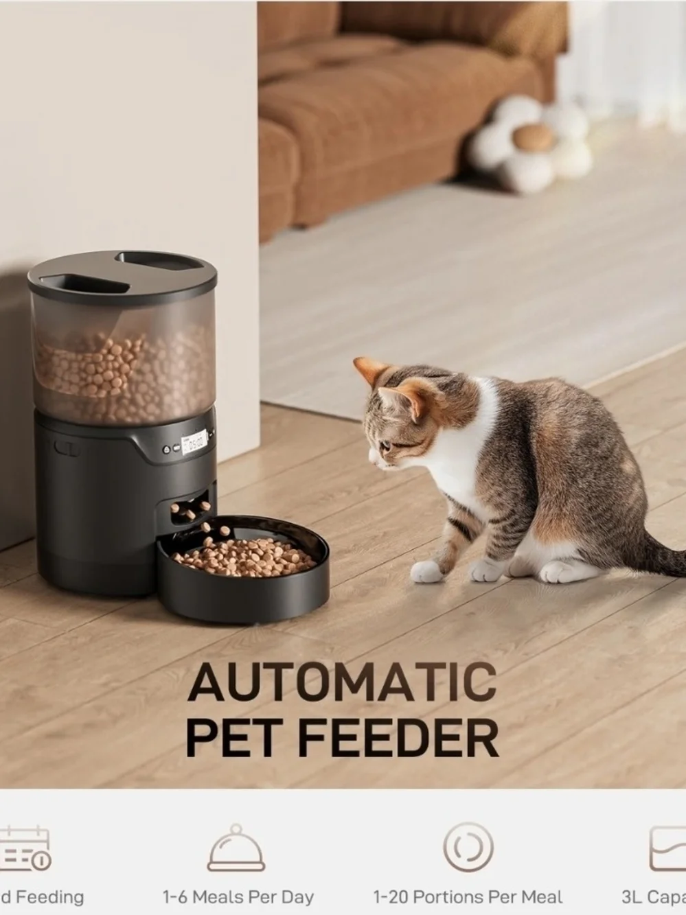 Programmable Automatic Pet Feeder - Black NEW